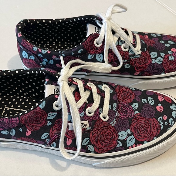 Vans Black and Pink Floral Sneakers - Picture 4 of 5